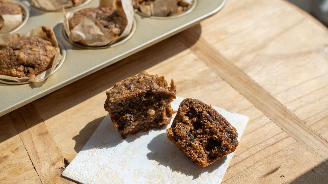 Healthy zucchini protein muffins made with oats and Studio KSL protein for a balanced snack